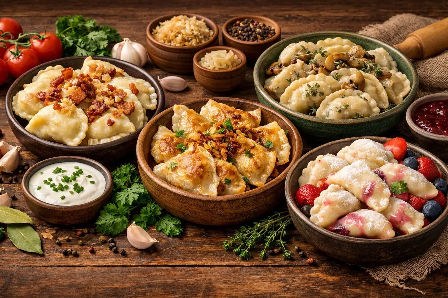 Tradycyjne pierogi ruskie na talerzu - Świat Pierogów Kraków